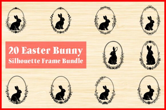 20 Easter Bunny Floral Frame SVG Bundle Graphics