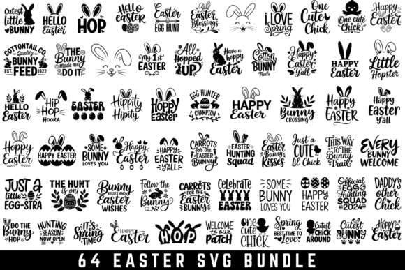 64 Easter Svg Bundle Graphics for Crafts