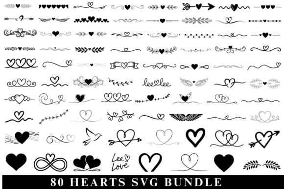 80 Hearts Svg Bundle Graphics for Crafts