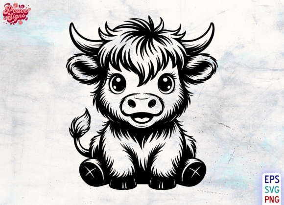 Baby Highland Cow Sitting Graphics for Crafts