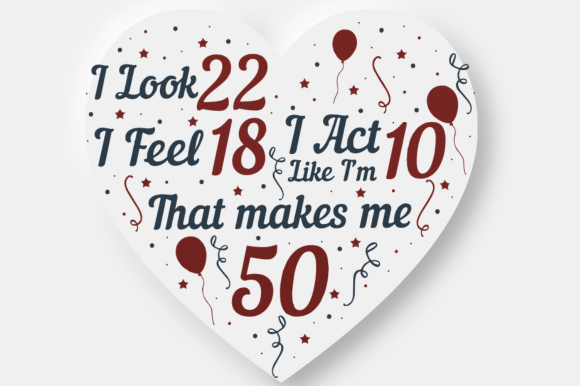 Bold Funny 50th Party Heart Decor Graphics for Crafts