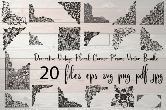 Decorative Vintage Floral Corner Frame Graphics