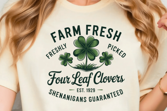 Farm Fresh Four Leaf Clovers Graphics for T-Shirt Designs