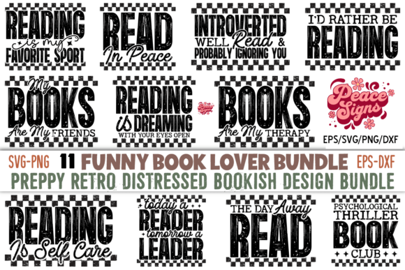Fun Book Lover PNG Bundle for Creative Crafting