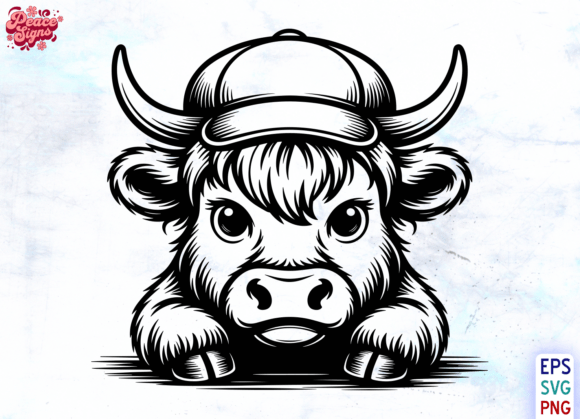 Highland Cow with Hat SVG for Crafts and Graphics
