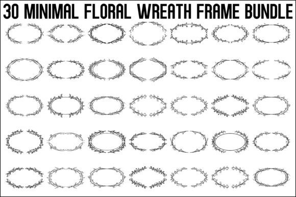 Minimal Floral Wreath Frame Bundle Graphics for Decorative Elements