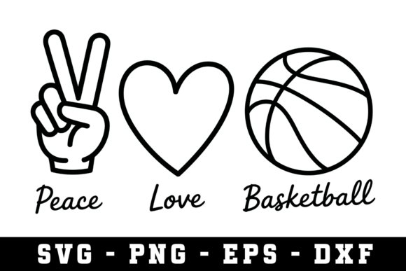 Peace Love Basketball Svg Graphics for Crafts