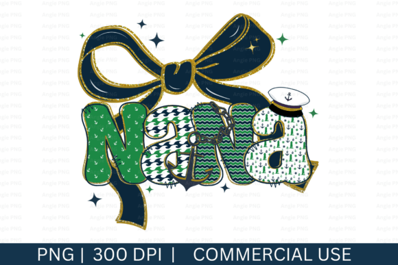 Preppy Nana Coquette Png, Nautical Graphics for Crafts