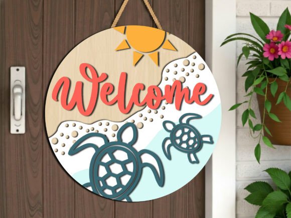 Sea Turtle Beach Welcome Sign SVG – A Graphic for Summer Crafts