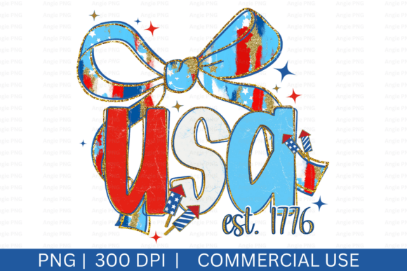USA Preppy Coquette Bow PNG Graphics for Crafts