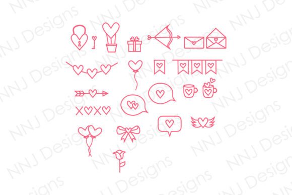 Valentine Outline Decorative Set SVG for Graphics and Illustrations