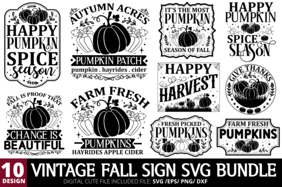 Vintage Fall Sign Graphics for Crafts