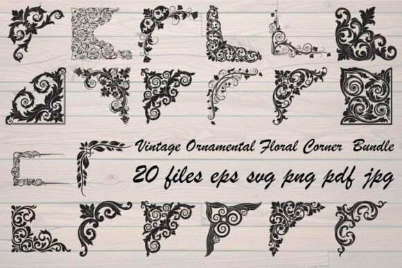 Vintage Ornamental Floral Corner Graphics